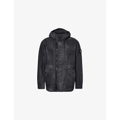 Stone Island Mens Black Reflective Zip-through Nylon Parka In Blue