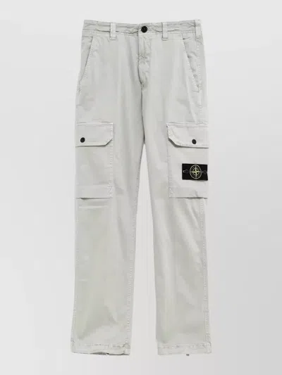 Stone Island Mens Cargo Pants Belt Loops Pockets In White