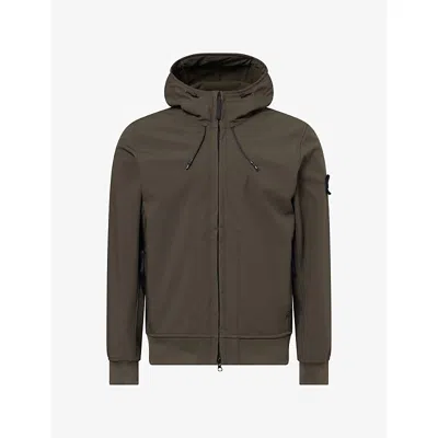 Stone Island Mens Coal Grey Garment Soft Shell Hood Jacket Xxl In Green