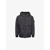 Stone Island Mens Black Crinkle Logo-patch Padded Shell Jacket In Brown