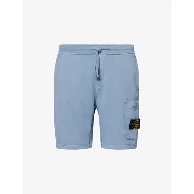 Stone Island Mens Dark Blue Badge Regular-fit Cotton-jersey Shorts Xl