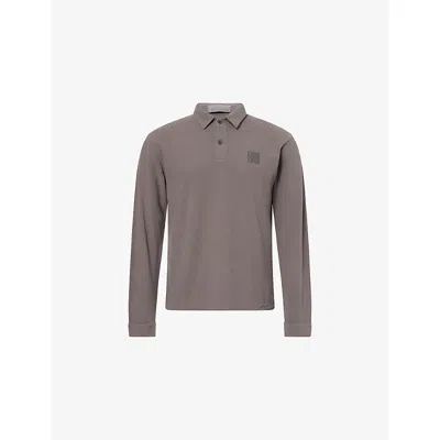 Stone Island Mens Dark Grey Jersey Ghost Long-sleeve Cotton-jersey Polo Shirt Xxl In Brown