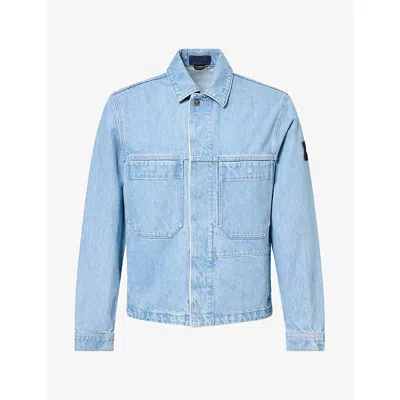 Stone Island Mens Denim Light Wash Cotton Jacket Light Blue Wash
