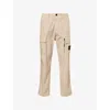 Stone Island Mens Desert Canvas Weave Logo-badge Cotton Cargo Trousers In Nude