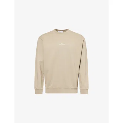 Stone Island Mens Desert Graphic-print Crewneck Cotton-jersey Sweatshirt In Neutral