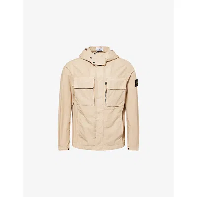 Stone Island Mens Desert Hooded Relaxed-fit Cotton Jacket In Gray