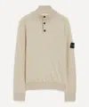 Stone Island Mens Desert Melange Wool Half-button Jumper In Neutral
