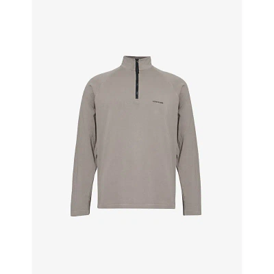 Stone Island Mens Dove Grey Garment-dyed Half-zip Cotton-jersey Sweatshirt