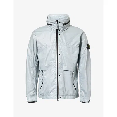 Stone Island Mens Foldable-hood Logo-patch Woven Jacket Ash Grey