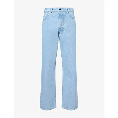 Stone Island Mens Garment Denim Loose-fit Cotton Jeans Light Blue Wash