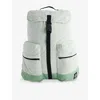 Stone Island Mens Green Brand-patch Zip-pockets Linen-blend Backpack