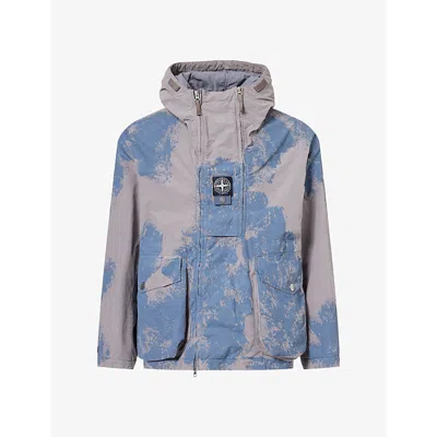 Stone Island Mens Hand Painted Light Nylon Jacket Grey Xl In Gray