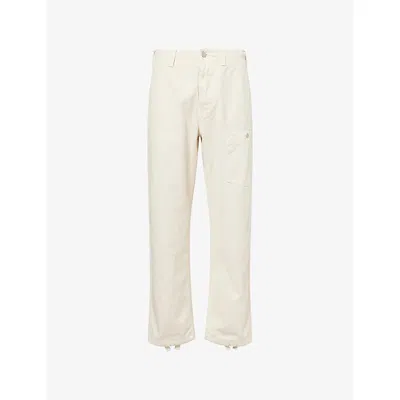 Stone Island Mens Ivory Batavia-tc S.i. Marina Slub Cotton Trousers In White