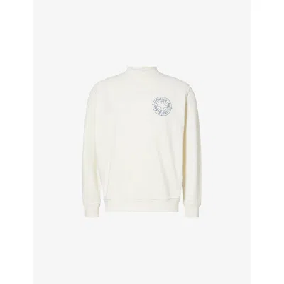 STONE ISLAND MENS IVORY COMPASS-PRINT CREWNECK COTTON-JERSEY SWEATSHIRT XL