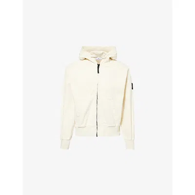 Stone Island Mens Ivory Hooded Regular-fit Cotton Jacket In Neutral