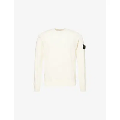STONE ISLAND MENS IVORY STRETCH RWS CREWNECK WOOL-BLEND CREW JUMPER