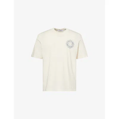 Stone Island Mens Ivory Regular-fit Compass Print Cotton T-shirt Xl In Neutral