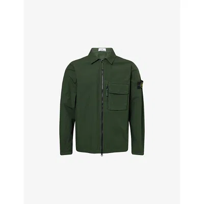 Stone Island Mens Juniper Classic-collar Logo-patch Cotton Jacket Xl In Green