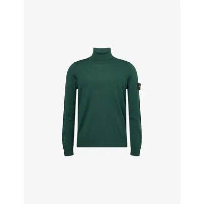 Stone Island Mens Juniper Roll-neck Long-sleeve Wool Turtle Neck Xl In Green