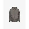 Stone Island Mens Lead Grey Crinkle Logo-patch Padded Shell Jacket In Gold