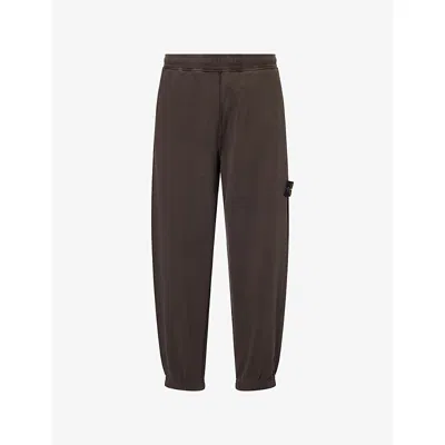 Stone Island Mens Lead Grey Elasticated-cuffs Wide-leg Cotton-jersey Jogging Bottoms In Gray