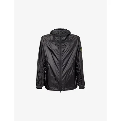 Stone Island Mens Lead Grey Ripstop Light Logo-patch Shell Jacket Xl In Black