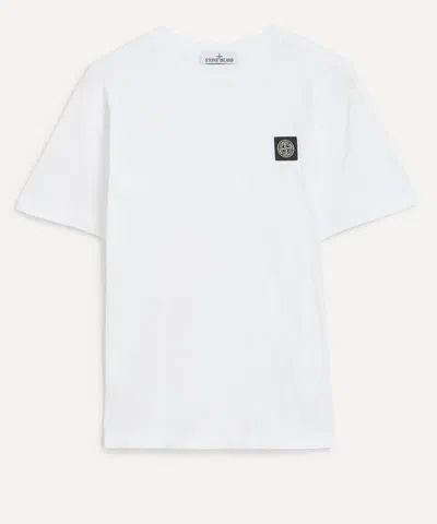 Stone Island Mens Logo-appliqued White Cotton Jersey T-shirt