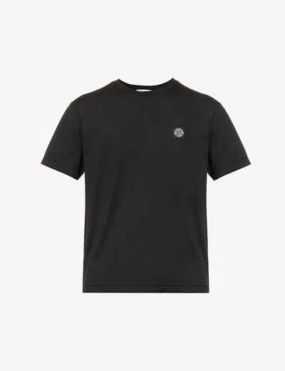 Stone Island Logo Cotton T-shirt In Black