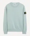 Stone Island Mens Light Green Brand-patch Crewneck Cotton-jersey Sweatshirt