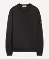 Stone Island Black Organic Cotton Diagonal Fleece Old Effect Sweatshirt In Black