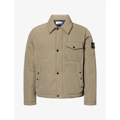 Stone Island Mens Logo-patch Classic-collar Padded Jacket Military Green