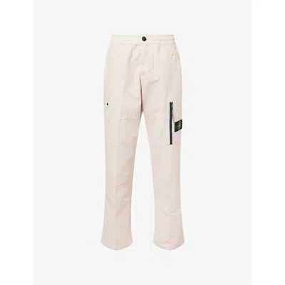 Stone Island Mens Logo-patch Straight-leg Cotton Cargo Trousers Antique Rose