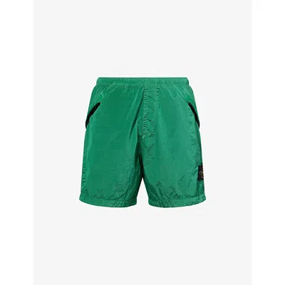 Stone Island Mens Malachite Green Brand-badge Relaxed-fit Nylon Cargo Shorts