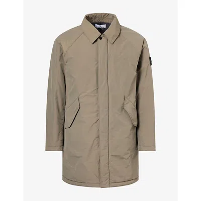 Stone Island Mens Micro Twill Longline Padded Coat Military Green In Multi