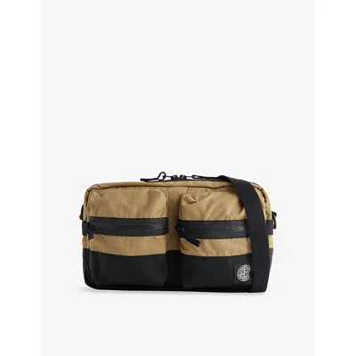 Stone Island Mens Military Green Brand-patch Cotton Cross Body Bag