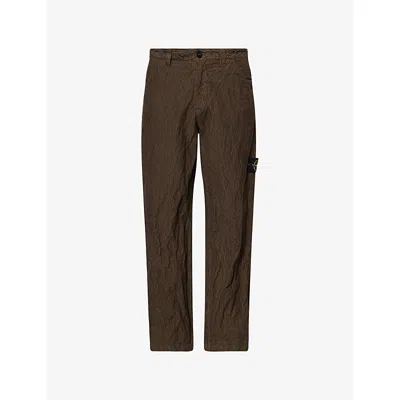 Stone Island Mens Military Green Corduroy Straight-leg Cotton-blend Trousers In Brown