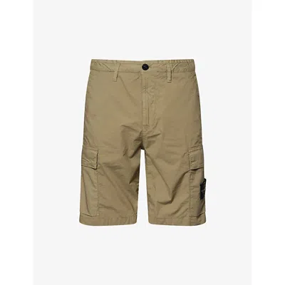 Stone Island Mens Military Green Parachute Compass-badge Cotton Cargo Shorts In Multi
