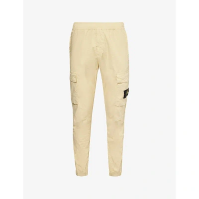 Stone Island Mens Natural Beige Logo-badge Tapered-leg Stretch-cotton Cargo Trousers