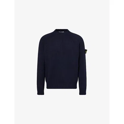 STONE ISLAND MENS NAVY BLUE CREWNECK RELAXED-FIT KNITTED JUMPER