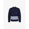 Stone Island Mens Navy Blue Marina Long-sleeve Wool Jumper