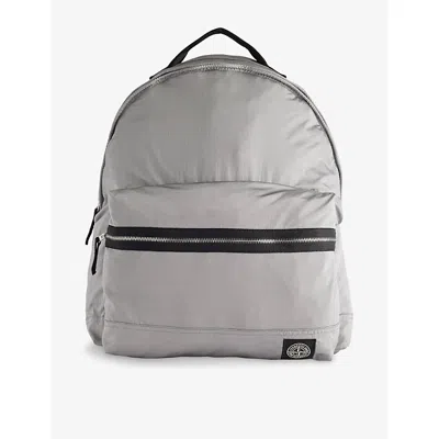 Stone Island Mens Pearl Grey Brand-patch Shell Backpack In Gray