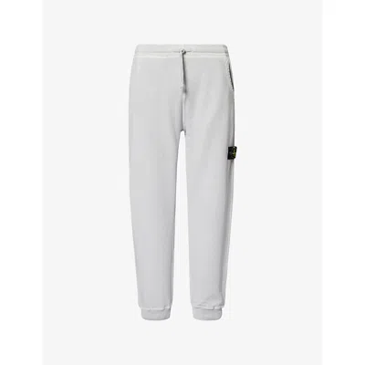 Stone Island Mens Compass Badge Tapered-leg Cotton Jogging Bottoms Pearl Grey