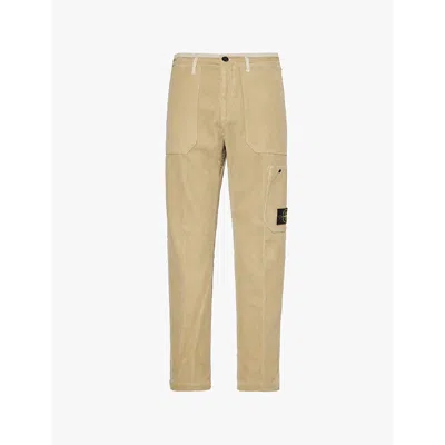 Stone Island Mens Plaster Corduroy Brand-patch Straight-leg Regular-fit Cotton Trousers In Plaster
