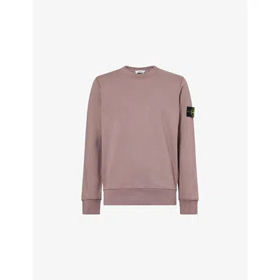 Stone Island Mens Purple Grey Crewneck Logo-patch Cotton Sweatshirt In Neutral