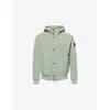 Stone Island Hooded Coat With Button Closure And Ribbed Hem In Sage