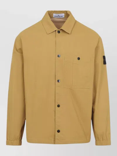Stone Island Mens Shirt Jacket Chest Pocket Long Sleeves In Brown
