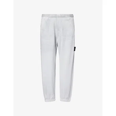 Stone Island Mens Sky Blue Reflective Tapered-leg Cotton-jersey Jogging Bottoms Xl In White