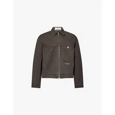 Stone Island Mens Lead Grey Batavia-tc S.i. Marina Slub Cotton Twill Jacket In Gray