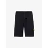 Stone Island Blue Shorts With Elastic Drawstring Waist And Logo Patch On The Front In Cotton Man In Black