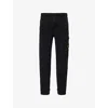 Stone Island Shearling And Suede Cargo Trousers In Black